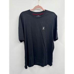 Psycho Bunny Alexander Lurex T-Shirt Men 7 Black Embroidered Logo Minimalist NWT